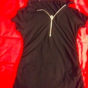 Black MK Zipper Front Shirt